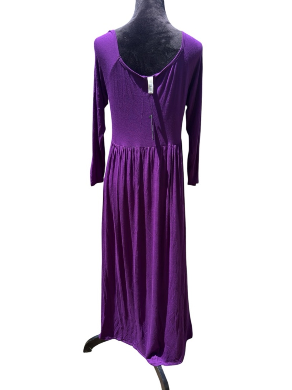 NWT 24seven Comfort Apparel Purple Maxi Dress L Empire Waist Long Sleeve Boho - Picture 8 of 12